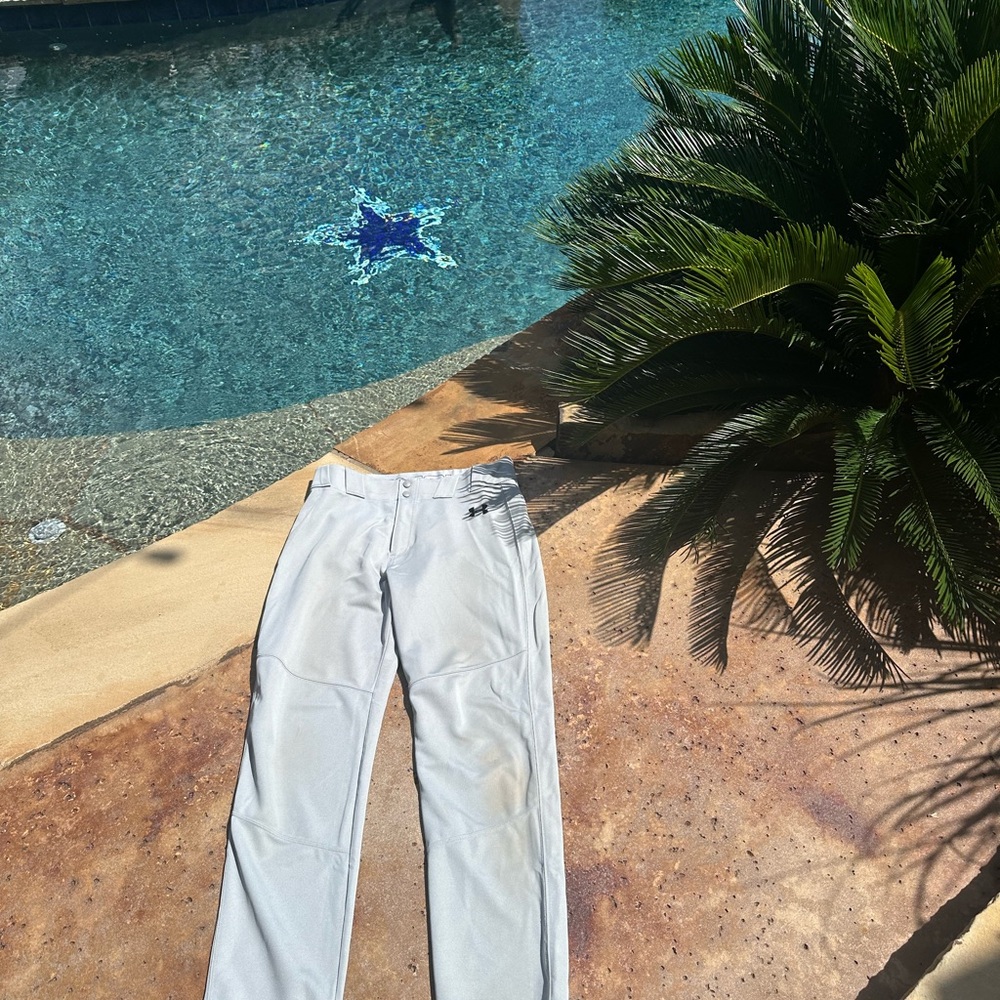 Under Armour Light Gray Performance Heatgear baseball softball pants sz lg
